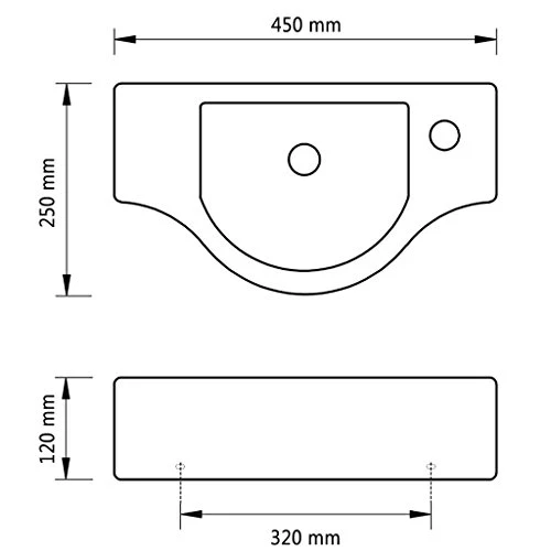 vidaXL Lavandino da Bagno Ceramica Nera con Foro di Scarico Lavello Lavabo