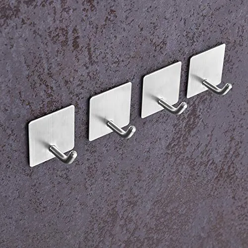 Vista Ganci Appendiabiti 4 Pezzi Ganci Adesivi Bagno Acciaio Inox Appendiabiti Parete Appendi Accappatoio, Asciugamani Set...