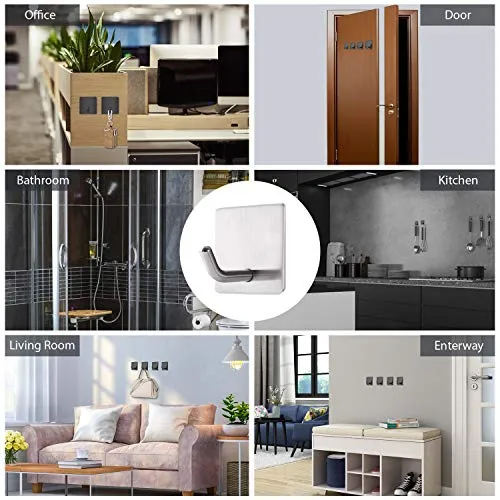 Vista Ganci Appendiabiti 4 Pezzi Ganci Adesivi Bagno Acciaio Inox Appendiabiti Parete Appendi Accappatoio, Asciugamani Set...