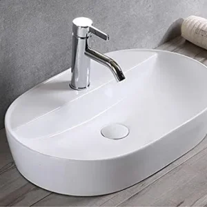 1 lavabo ovale ceramica grande bagno 46 x 46 cm. warenplus
