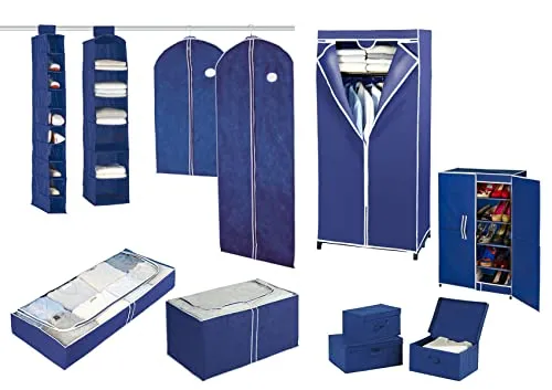 WENKO Armadio Air con ripiano - TNT traspirante, Polipropilene, 75 x 160 x 50 cm, Blu