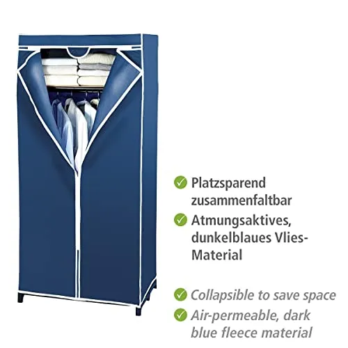 WENKO Armadio Air con ripiano - TNT traspirante, Polipropilene, 75 x 160 x 50 cm, Blu