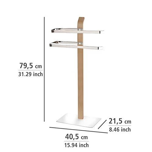 WENKO Piantana portasalviette Salmona Nature - 2 bracci, Acciaio, 40.5 x 79.5 x 21.5 cm, Cromo