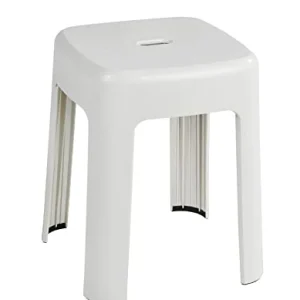 WENKO Sgabello da bagno Alaska - Badhocker, Polipropilene, 37 x 45.5 x 37 cm, Bianco