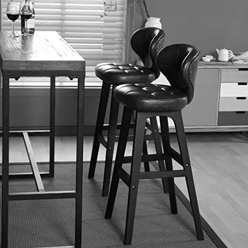 WGEMXC Sedia, Sedia Home Office, Sgabello Sgabelli da Bar Legno Massello, Sgabello da Bar con Schienale, Impermeabile, Tra...