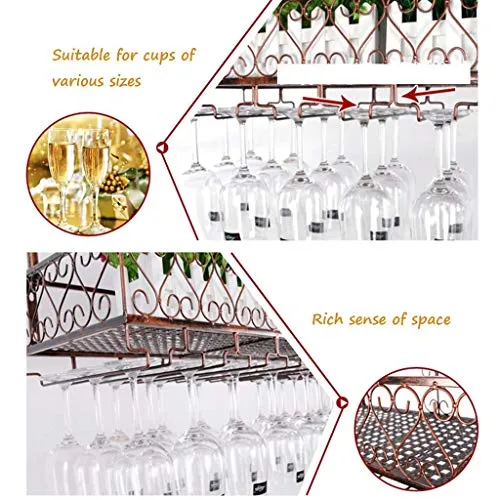 WLABCD Cremagliera Del Vino Casa Home Red Holder Vino Glass Vetro Ristorante Bar Unit Unità Scaffali Galleggianti Wallmoun...