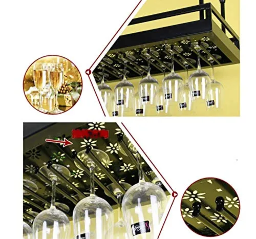 WLABCD Cremagliera per Vino Home Red Holder Portabicchieri per Vino Ristorante Bar S, Supporto per Calice Appeso, Cereale...