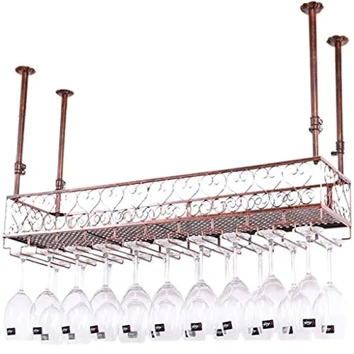 WLABCD Portabampa Del Vino Home Red Holder Restaurant Bar Bar Vino Glass Vetro/Soffitto Appeso Bottiglia Di Vino Porta Bot...