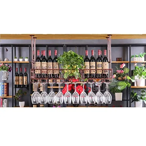 WLABCD Portabampa Del Vino Home Red Holder Restaurant Bar Bar Vino Glass Vetro/Soffitto Appeso Bottiglia Di Vino Porta Bot...