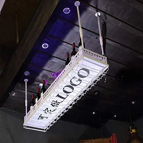 WLABCD Portabampa Del Vino Home Red Holder Restaurant Bar Bar Vino Glass Vetro/Soffitto Appeso Bottiglia Di Vino Porta Bot...