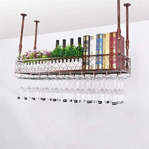 WLABCD Scaffale per Vino, Bar, Ristorante, Appeso, Portabicchieri Di Vino, Metallo, Ferro Europeo Glass Vino Appeso Cremag...