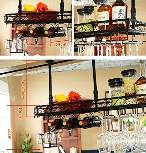 WLABCD Scaffale per Vino, Bar, Ristorante, Appeso, Portabicchieri per Vino, Artigianato Metallo Stemware Soffitto Soffitto...