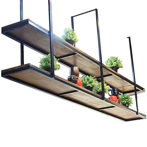 WLABCD Scaffale per Vino, Bar, Ristorante, Portabicchieri Di Vino, Casa 2 Tiers Appeso Soffitto Del Soffitto Bottiglia Del...