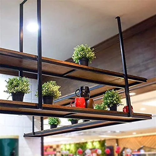 WLABCD Scaffale per Vino, Bar, Ristorante, Portabicchieri Di Vino, Casa 2 Tiers Appeso Soffitto Del Soffitto Bottiglia Del...