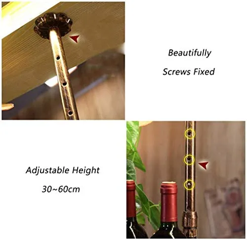 WLABCD Scaffale per Vino, Bar, Ristorante, Appeso, Portabicchieri Di Vino, Struttura Legno Massello Stemware Scaffali Soff...