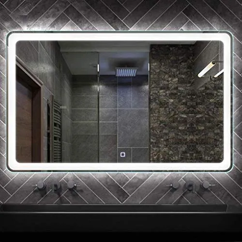 WQERLC Specchio Muro, Specchio da Bagno Led, Bagno Specchio Vanità con Lampada, Adatto per Bagno, Hotel, Servizi Igienici