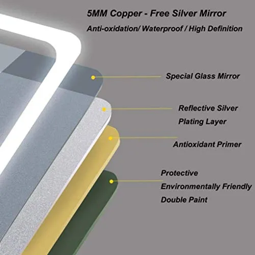 WQERLC Specchio Muro, Specchio da Bagno Led, Bagno Specchio Vanità con Lampada, Adatto per Bagno, Hotel, Servizi Igienici