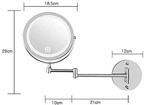WQERLC Specchio Parete, Specchi Home Led Ingrandimento 10X Montaio Parete per Bagno Vanity Rasatura 360 ° Ruotabile da Tav...