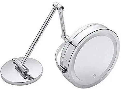 WQERLC Specchio Parete, Specchi Home Led Ingrandimento 10X Montaio Parete per Bagno Vanity Rasatura 360 ° Ruotabile da Tav...