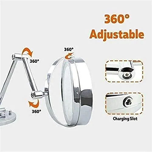 WQERLC Specchio Parete, Specchi Home Led Ingrandimento 10X Montaio Parete per Bagno Vanity Rasatura 360 ° Ruotabile da Tav...