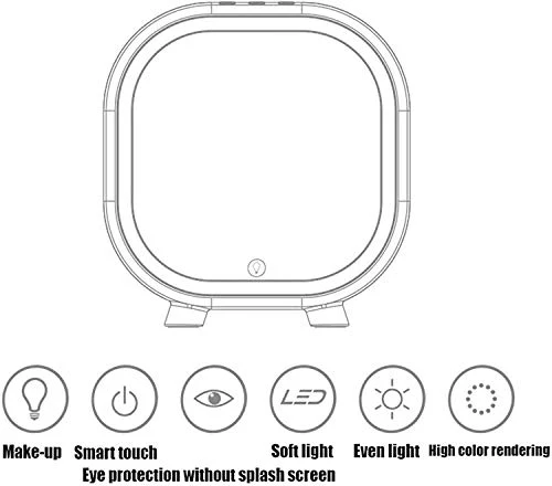 WQERLC Specchio Parete, Specchi Trucco, Desktop con Altoparlante Led Ricarica da Tavolo Portatile Cosmetico da Tavolo, Spe...