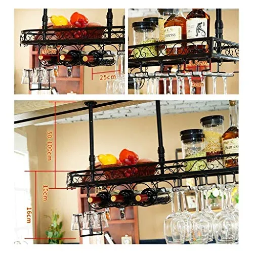 yqs Portabottiglie per Vino, Portabottiglie per Vino, Portabicchieri da Vino/Portabottiglie da Vino Sospeso Soffitto Porta...