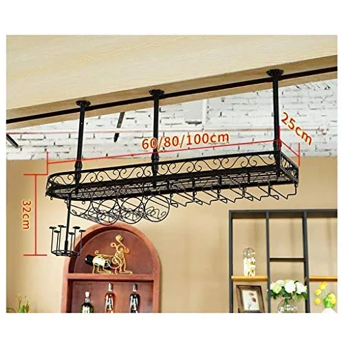 yqs Portabottiglie per Vino, Portabottiglie per Vino, Portabicchieri da Vino/Portabottiglie da Vino Sospeso Soffitto Porta...