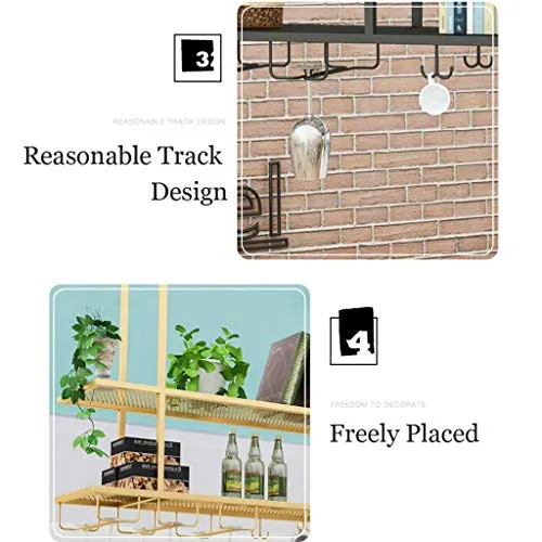 ZYLZL Portabottiglie, Bar, Ristorante, Portabicchieri da Vino, Soffitto Domestico Porta Calici 2 Livelli Supporto Capovolt...
