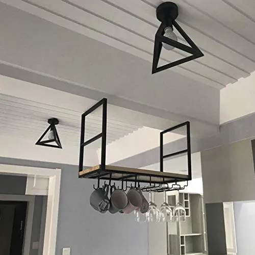 ZYLZL Portabottiglie, Bar, Ristorante, Sospeso, Portabicchieri, Portabicchieri da Bar Decorativo, Mensola Soffitto, Cucina...