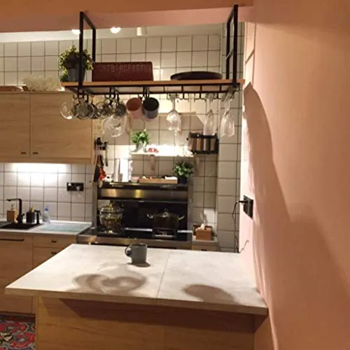 ZYLZL Portabottiglie, Bar, Ristorante, Sospeso, Portabicchieri, Portabicchieri da Bar Decorativo, Mensola Soffitto, Cucina...