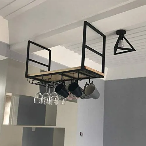 ZYLZL Portabottiglie, Bar, Ristorante, Sospeso, Portabicchieri, Portabicchieri da Bar Decorativo, Mensola Soffitto, Cucina...