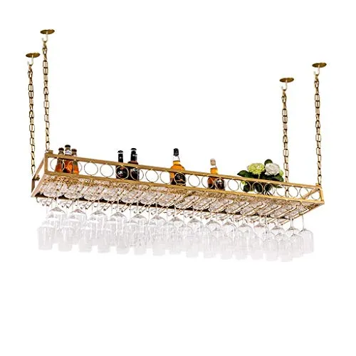 ZYLZL Portabottiglie per Vino, Bar, Ristorante, Sospensione, Portabicchieri da Vino, Soffitto Dorato, Portabottiglie per V...
