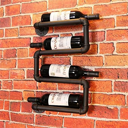 ZYLZL Portabottiglie per Vino, Parete, Bar, Ristorante, Portabottiglie per Vino, Metallo, Espositore da Parete Industriale...