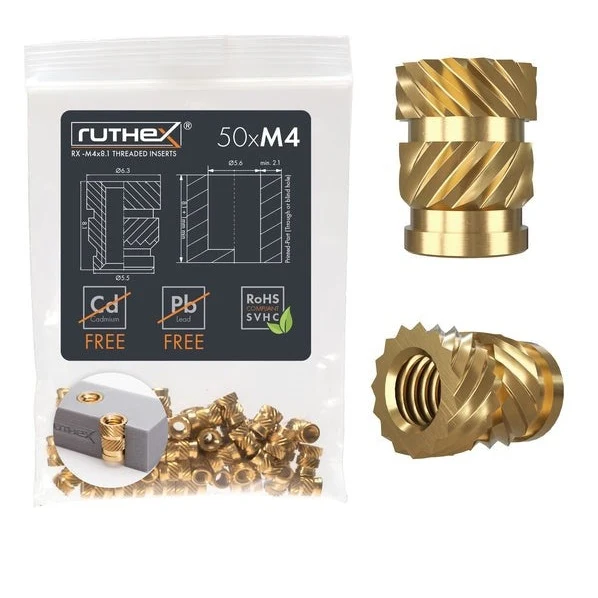 Ruthex Rx-M4x8.1 inserto filettato - 50 pezzi