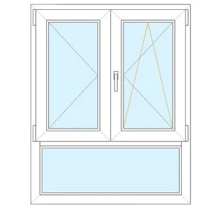 Finestra LEGNO MORDENZATO/ALLUMINIO RAL 2 ante con sottoluce fisso 100x160