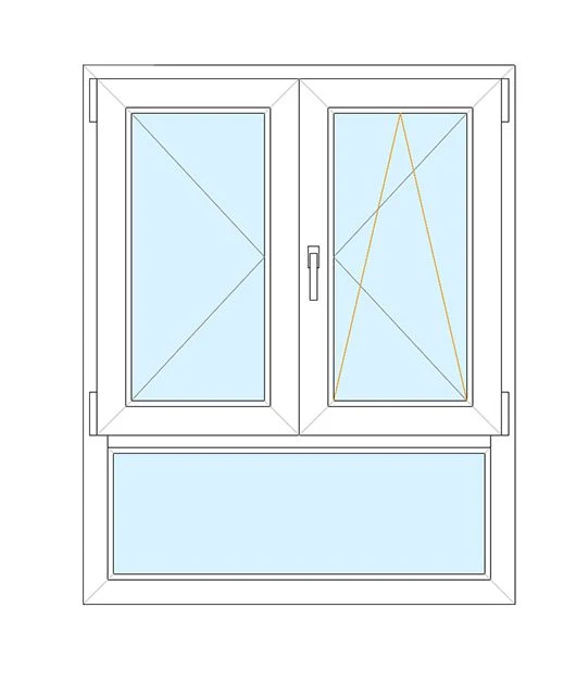 Finestra LEGNO MORDENZATO/ALLUMINIO RAL 2 ante con sottoluce fisso 100x160