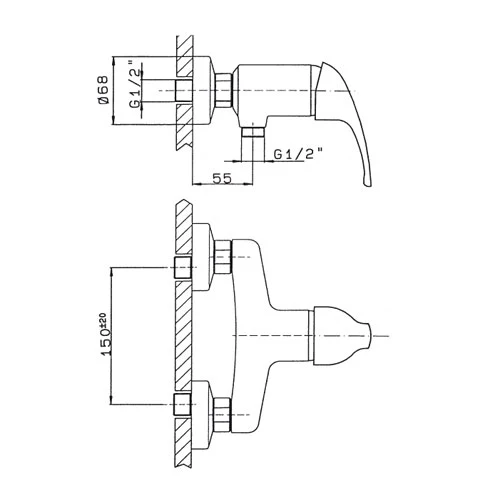 Wandmontierter Einhand-Brausemischer - Ecoline GS Supply