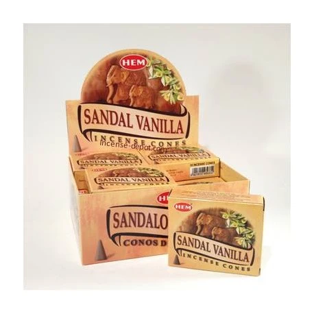 HEM - Sandal Vanilla Incense Cones (10 Cones) Made Italy