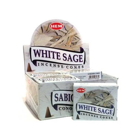 HEM - White Sage Incense Cones (10 Cones) Heavy Duty | Resistente agli Agenti Atmosferici