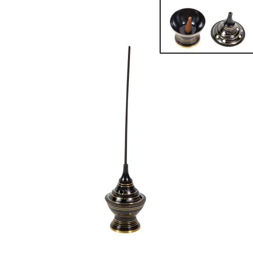 ZenN - Brass Black & Golden Micro Incense Burner (Stick/Cone) Zincato Caldo