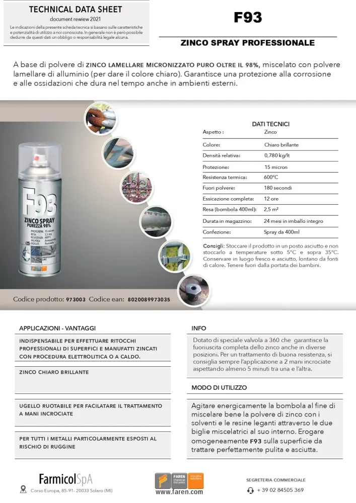 Professionelles Kaltzinkspray Zink ml 400 F93 FAREN Focoso on Sale