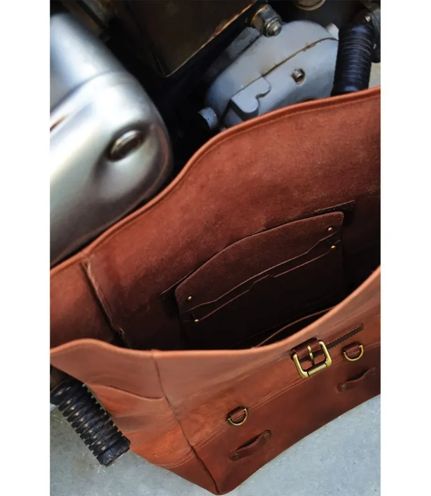 Gancio di Sicurezza Vintage Motorcycle Backpack Vecchio stile Tan - Trip Machine