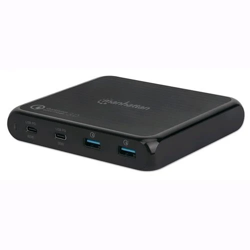 Manhattan Alimentatore Quick Charge 3.0 3A 2xUSB-C™ 2xUSB- 90W Nero