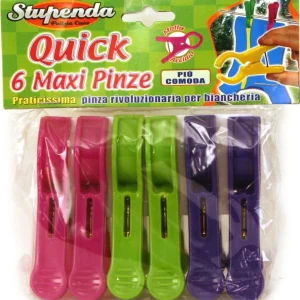 Mollette da bucato Quick maxi 6 pezzi - colori assortiti