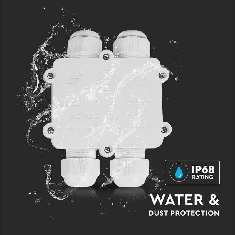 SKU 5983 VT-871 V-TAC Scatola di Derivazione con 4 Terminali 8-12mm Colore Bianco IP68
