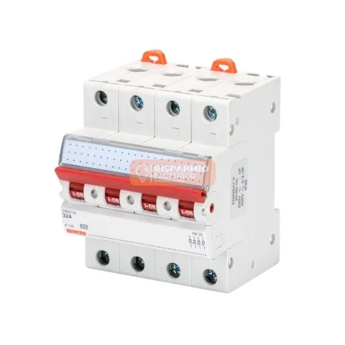 INTERRUTTORE DI MANOVRA-SEZIONATORE 4 POLI 32A 415V 4 MODULI GEWISS GW96134