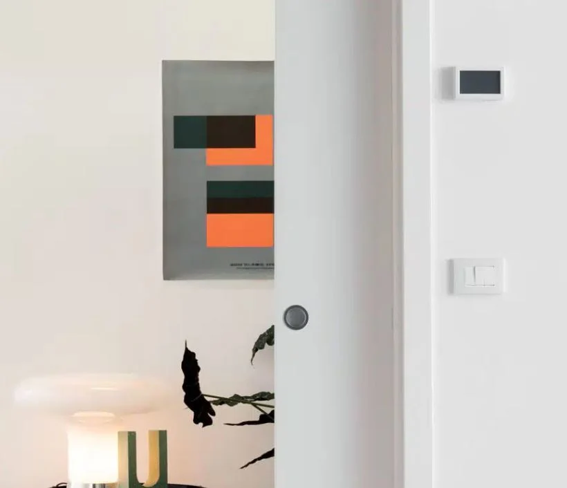 Eclisse - Kit di chiusura cieco mod. Easy con levetta per ante scorrevoli legno, cromo satinato