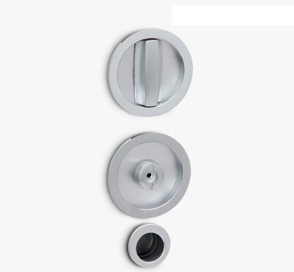 Eclisse - Kit di chiusura con nottolino cromo satinato mod. Easy per ante scorrevoli legno