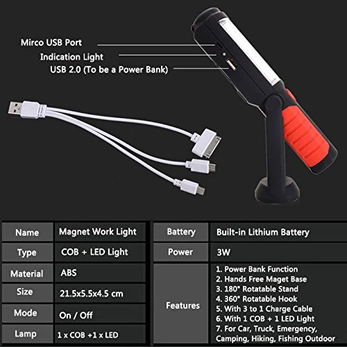 LIVEHITOP Magnetico Torcia Lampade di Ispezione, Ricaricabile COB + LED Luce...