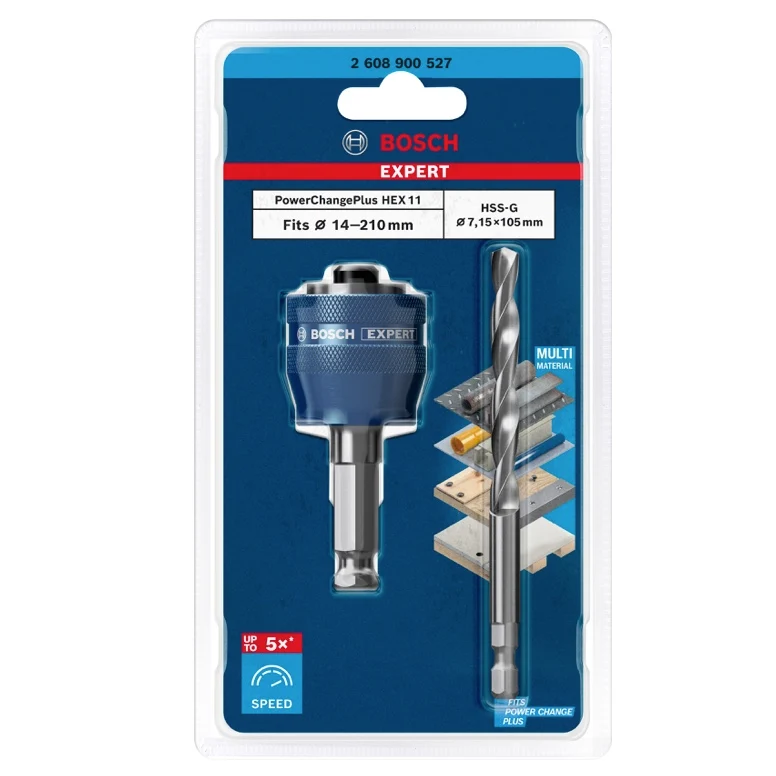 Bosch EXPERT Power Change Plus Adattatore esagonale + Punta 7,15 x 105 mm HSS-G ( 2608900527 ) Multimaterial Carburo Bosch...